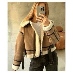 Flash Sale Type Alpha Jacket NEW WITH TAGS Faux leather shearling lined Size L